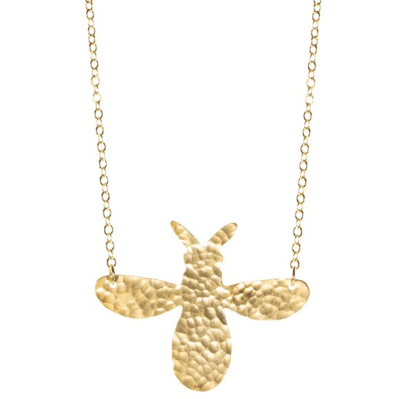 Handmade Hammered Bee Necklace - Picture 2 of 3